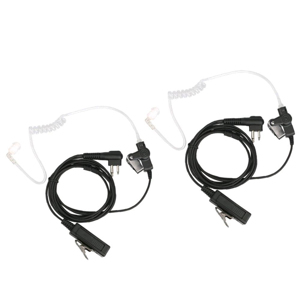 2x 2Pin Acoustic Tube Earpiece Mic Walkie Talkie Earpiece