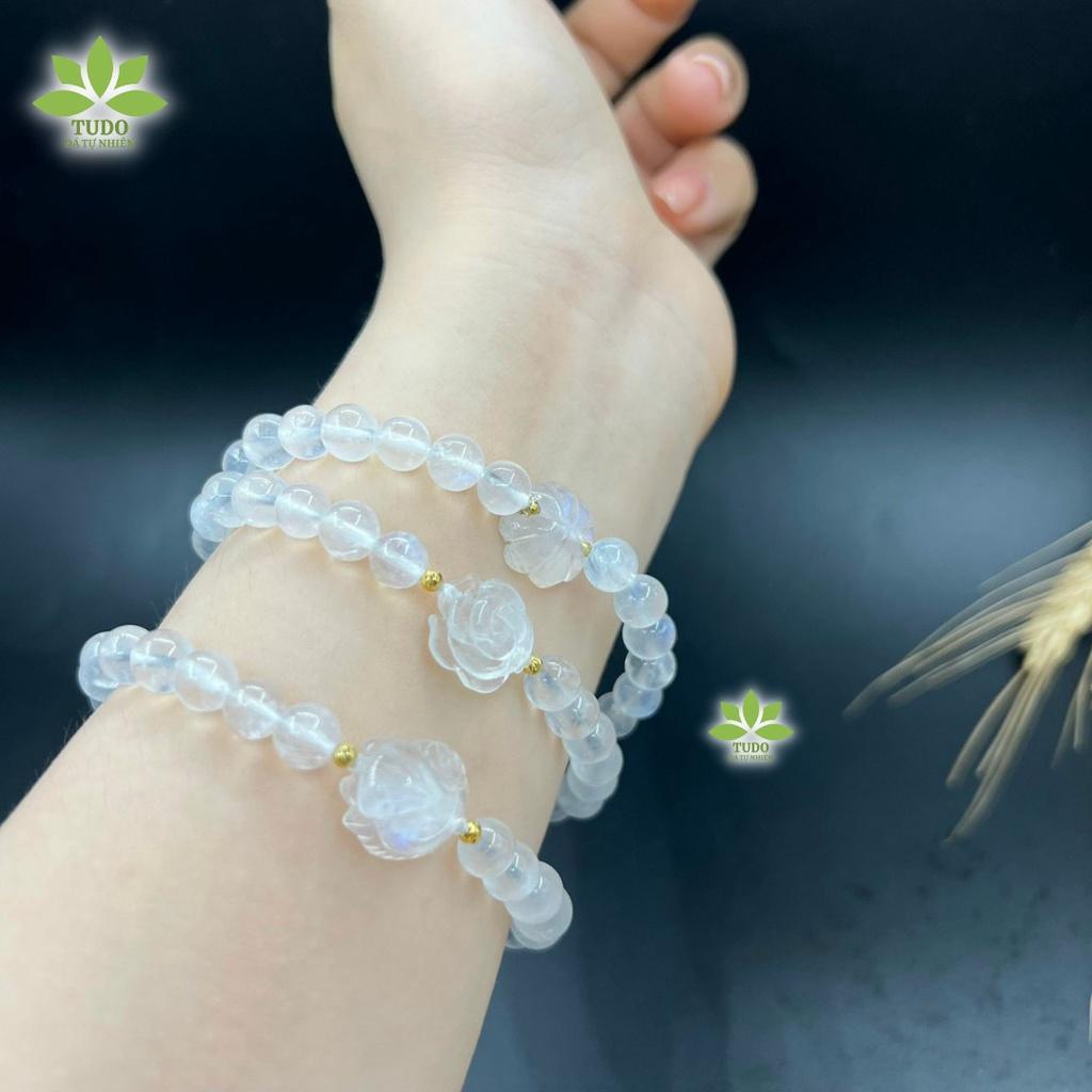 Vòng Tay Nữ Đẹp - Vòng Phong Thủy Mệnh Kim Thủy TUDO VCVMOON AU10K Charm Cỏ 4 Lá B26K800