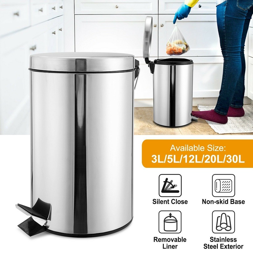 Thùng rác inox chân đạp Pearl Metal Life Charis II Pale 5L - Made in Japan