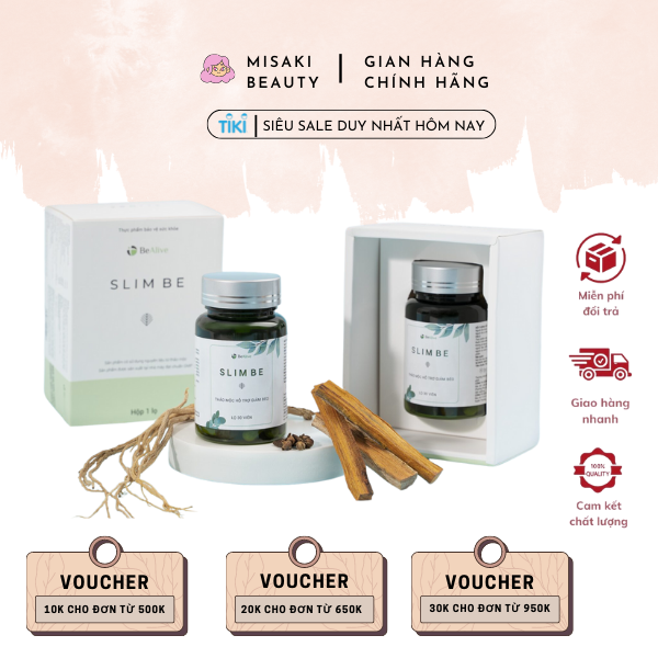 SLIM BE DẠNG LỌ 30 viên Chính hãng SLIMBE BEALIVE, chính hãng cam kết hiệu quả giảm 2-3kg/hộp