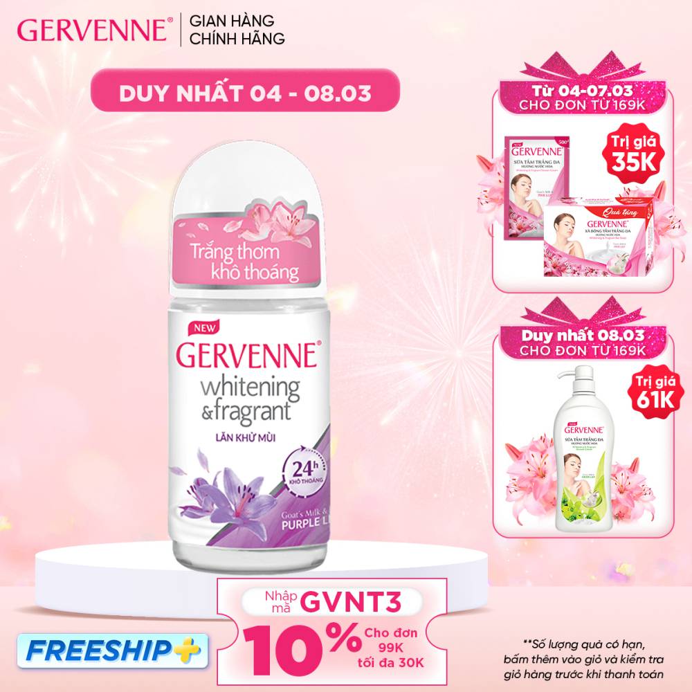 Lăn khử mùi trắng da Gervenne Purple Lily 50gr