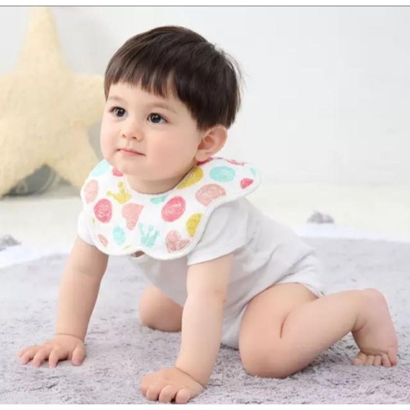 Yếm cotton 360 độ chống thấm cho bé, yếm dãi, yếm ăn dặm, yếm tròn xoay