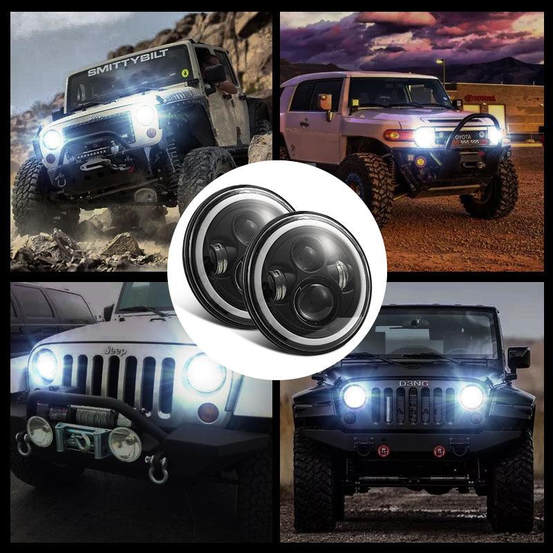 Đèn pha led ô tô phong cách mới nhất 7 inch đèn pha Wrangler xe máy Harley đèn pha xe địa hình sửa đổi bóng đèn