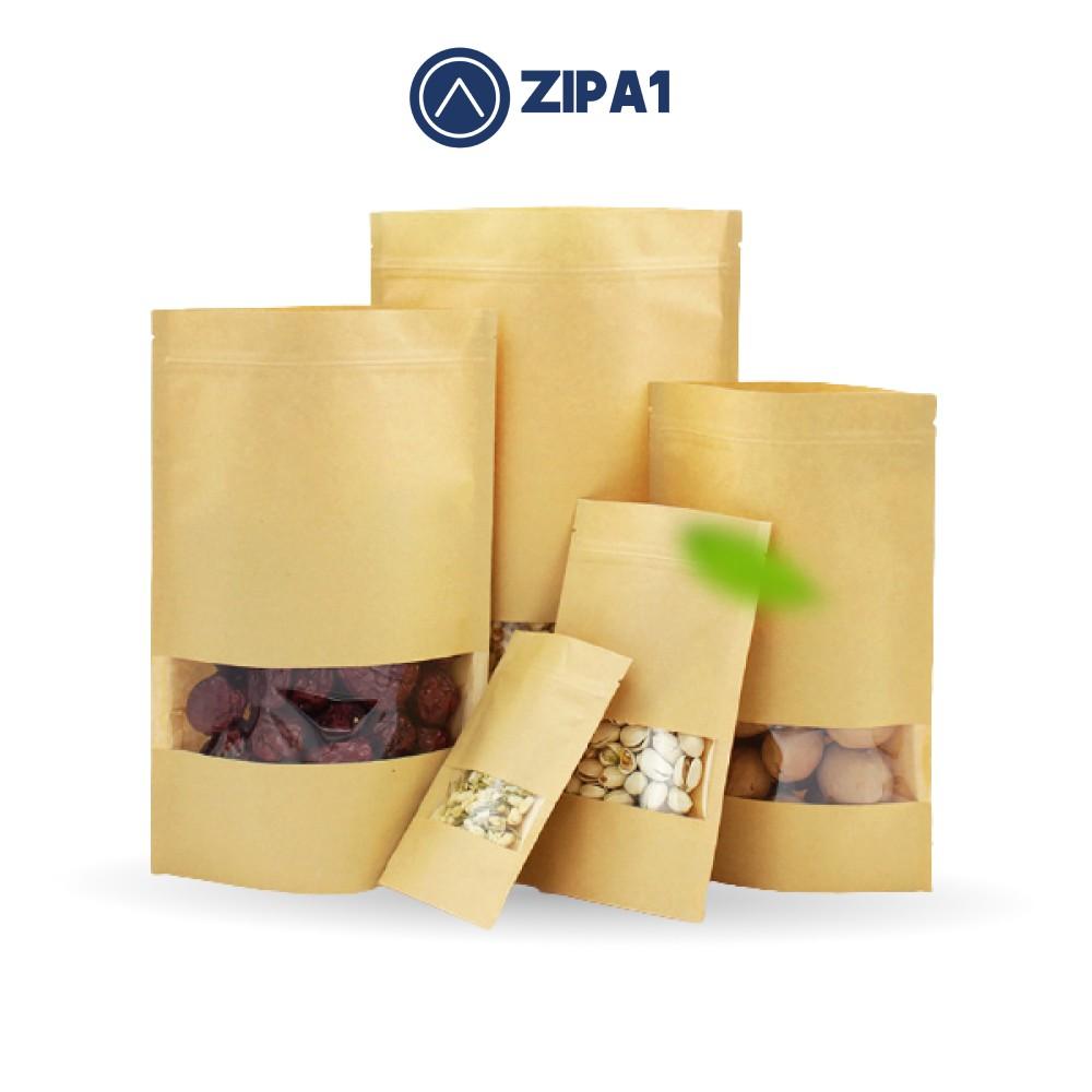 10 Túi zip giấy Kraft đáy đứng - Có cửa sổ bền, chắc - Túi zip Kraft - Zip A1 - A1011