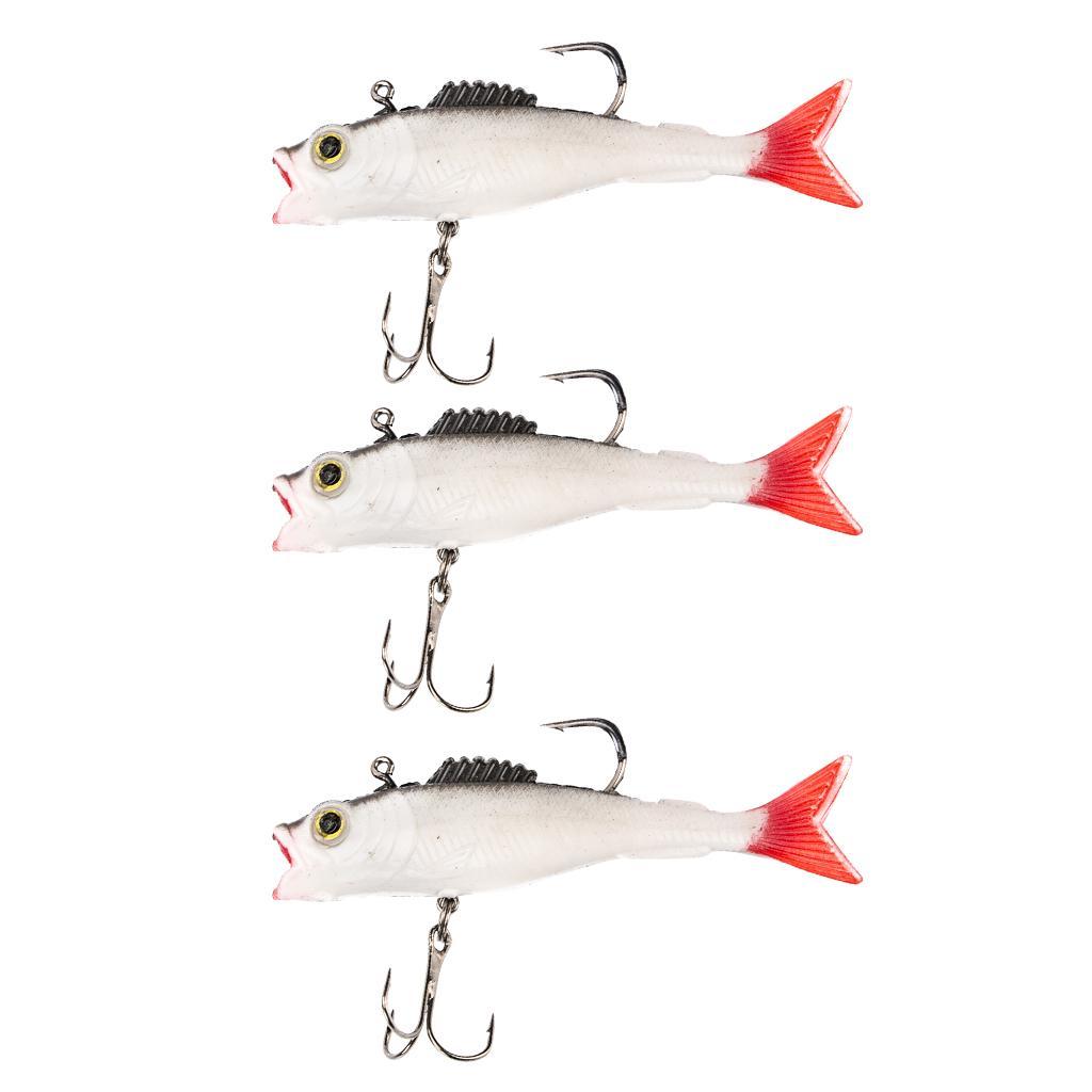 3pcs 9cm PVC Sinking Swimbaits Soft Lead Fishing Lures for Trout Bass Salmon Sea Fishing Tackle