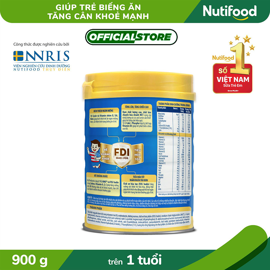 Sữa bột GrowPLUS+ trên 1 tuổi Xanh 900g