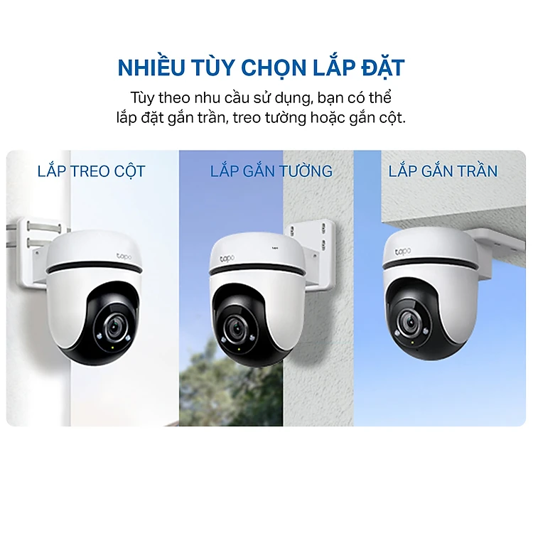 Camera WiFi TP-Link Ngoài trời Tapo C510W / C520WS - Độ phân giải 2K, Quay Quét 360 Độ, Chống Nước, Báo động âm thanh - HÀNG CHÍNH HÃNG