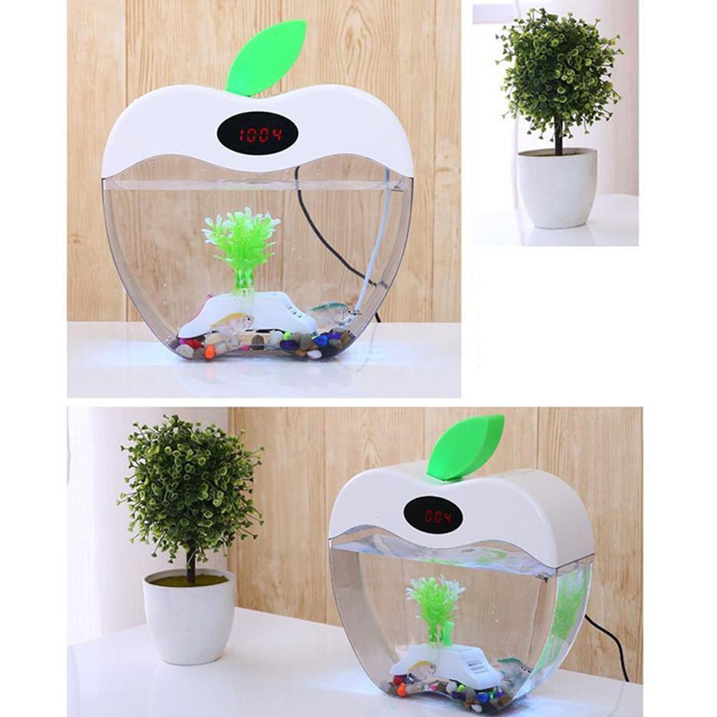 Aquarium USB Mini Desktop Fish Tank Aquarium with LED Light Home Decor