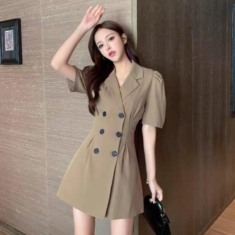váy cổ vest,tay bồng