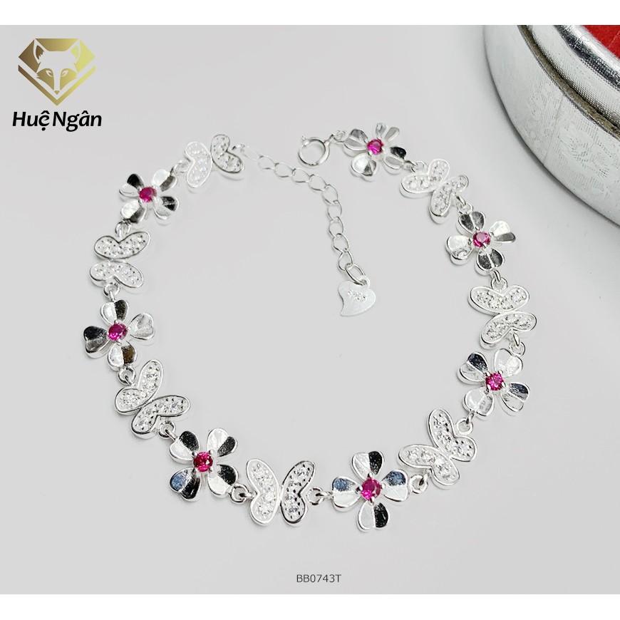 Lắc tay bạc 925 Huệ Ngân - Cỏ bốn lá và bướm xinh BB0743 T