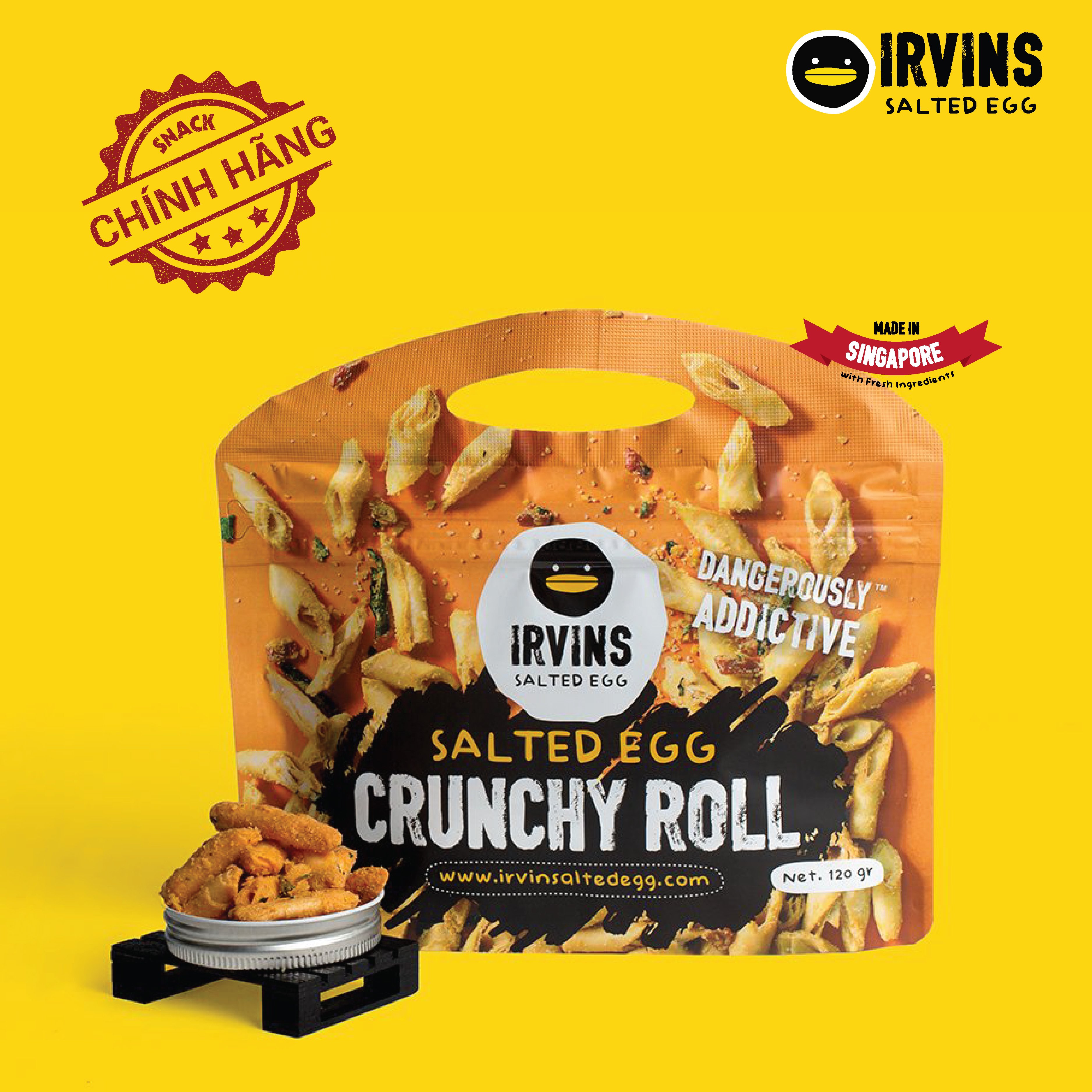 Bánh snack cuộn giòn trứng muối 120g IRVINS - Crunchy Roll