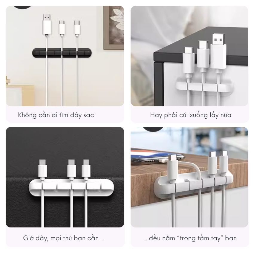 COMBO 2 Đế cố định dây cáp MÀU ĐEN 5 lỗ - Hàng nhập khẩu