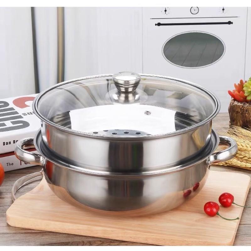 Nồi hấp 2 tầng inox phù hợp với mọi loại bếp