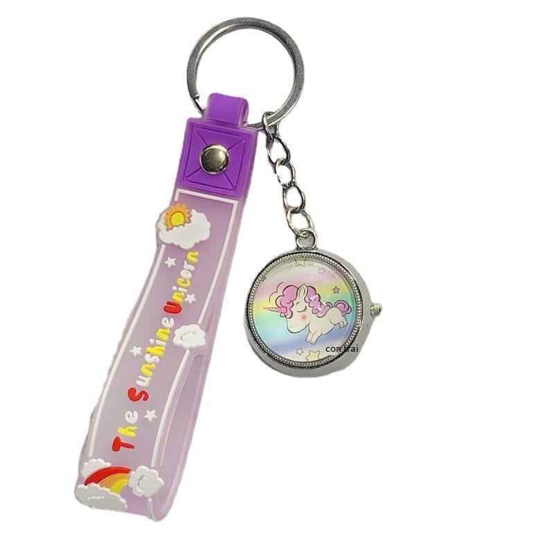 Tốt Nhất Mới Flip Cover Đồng Hồ Bỏ Túi Trẻ Em Dễ Thương Móc Khóa Xoay Đồng Hồ Thạch Anh Sinh Viên Sáng Tạo Ins Đồng Hồ Kỳ Lân