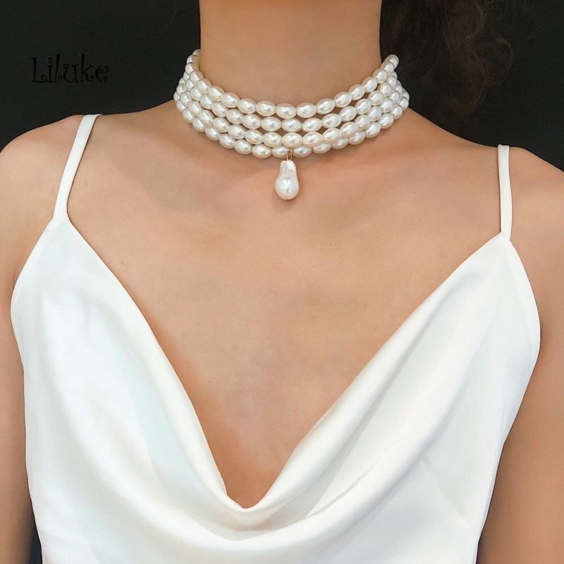 Chuỗi Choker Đeo Cổ Hạt Gạo Ngọc Trai Nước Ngọt 8 Ly Hạt Dài - Trường Thịnh Ngọc Trai