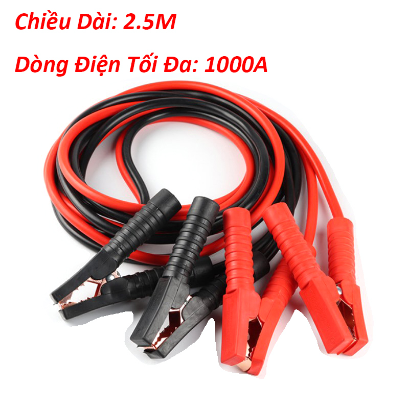 Bộ Dây Cáp Câu Bình Ắc Quy Xe Hơi Ô Tô 12V Xe Tải 24V Đường Kính Ruột Dẫn 0.30mm Chiều Dài 2.5M Dùng Cho Xe Xăng Dưới 2.0L