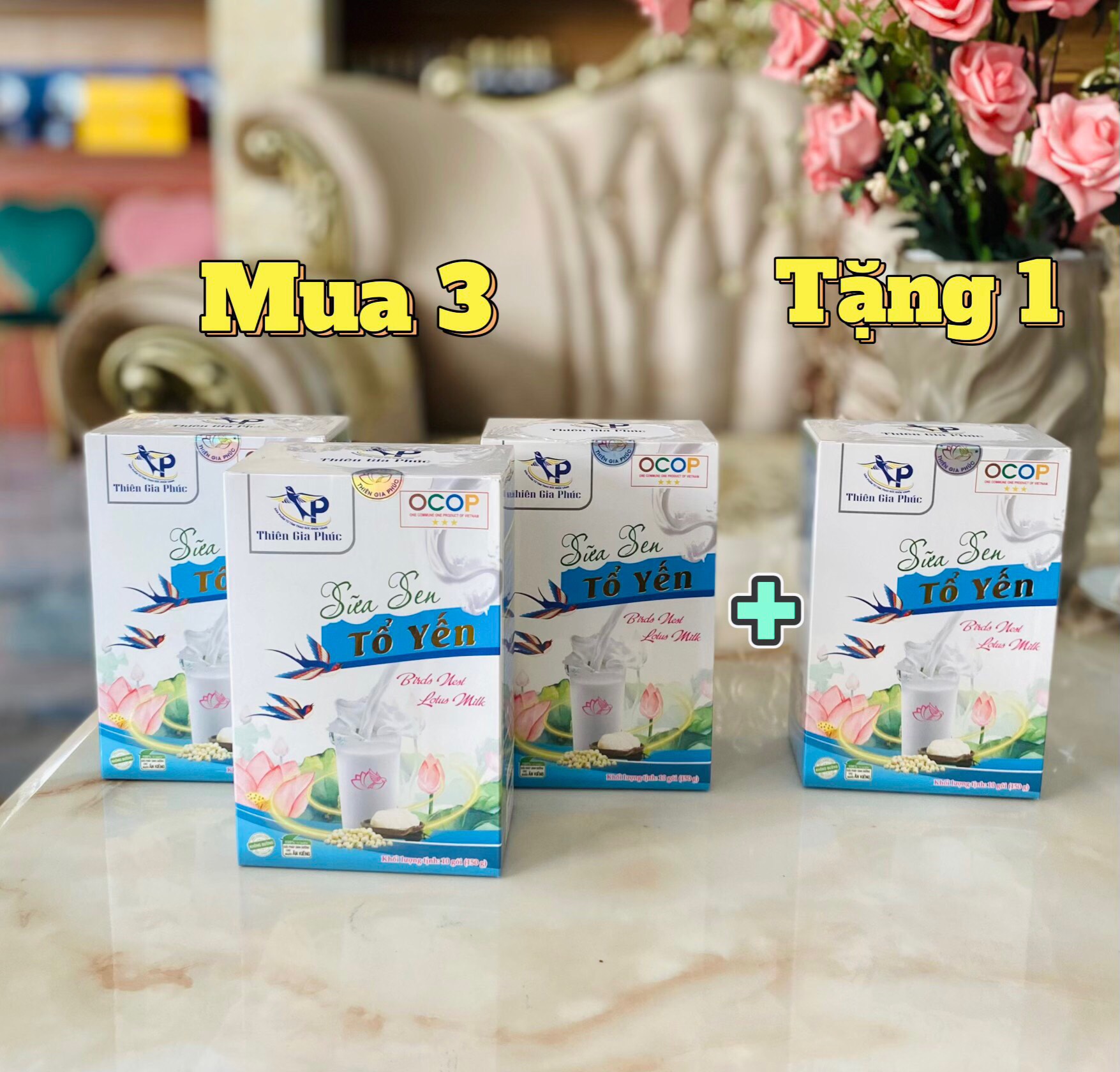 Combo mua 2 tặng 1 sữa sen yến Thiên Gia Phúc hộp 10 gói (150g)