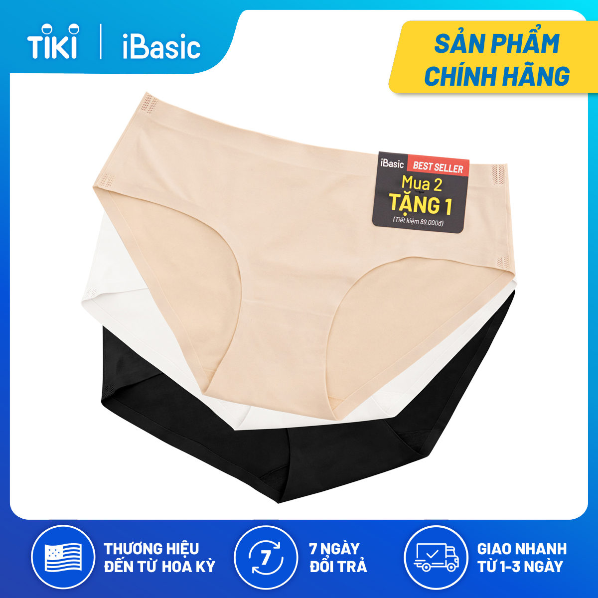 Pack 3 quần lót nữ không đường may iBasic V188