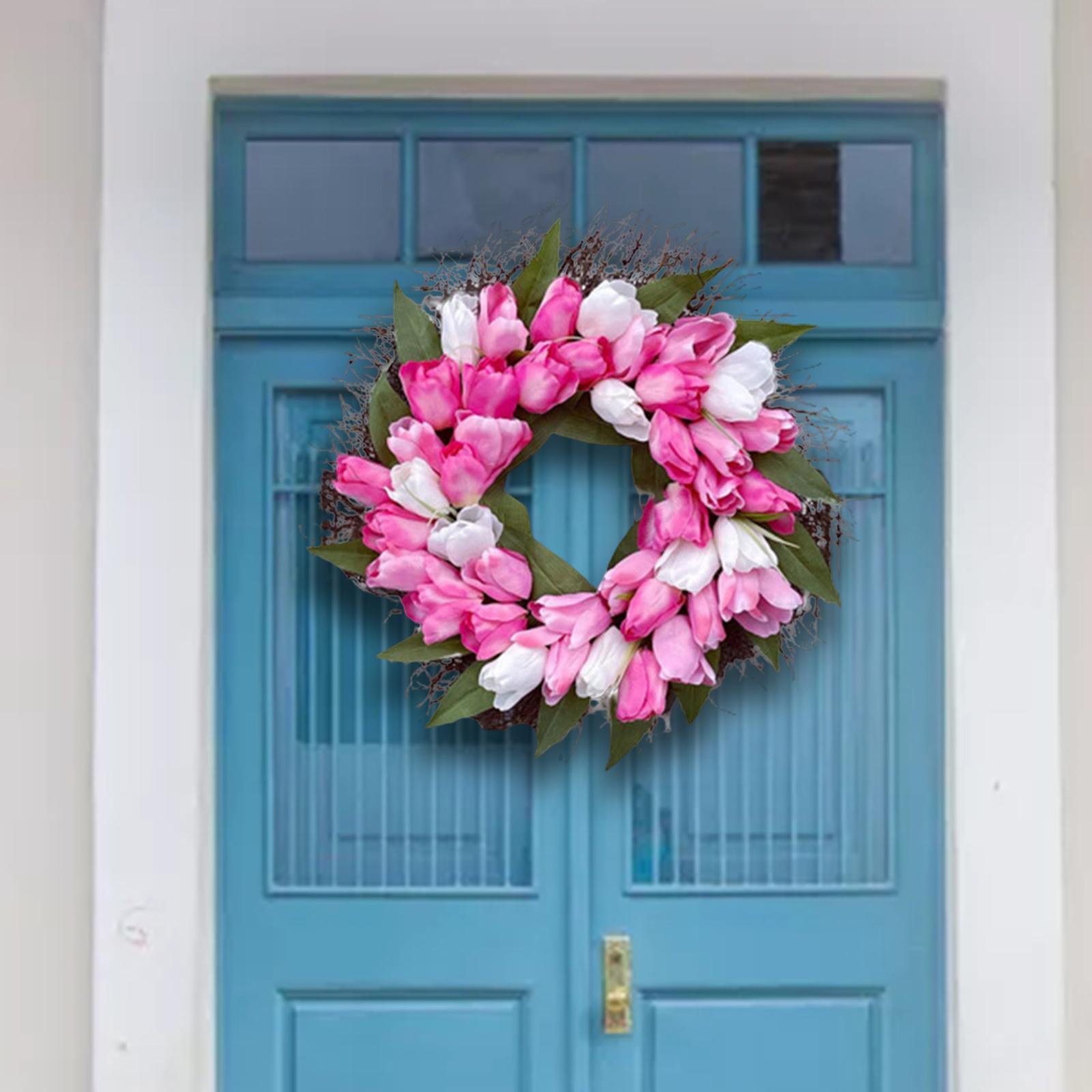 Pink Artificial  Flower Wreath  Front Door