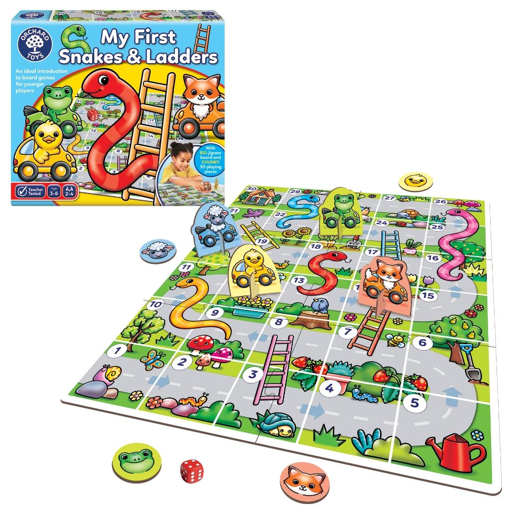 Trò chơi trí tuệ My First Snakes &amp; Ladders - Orchard Toys khuyến khích thảo luận, phối hợp tay mắt