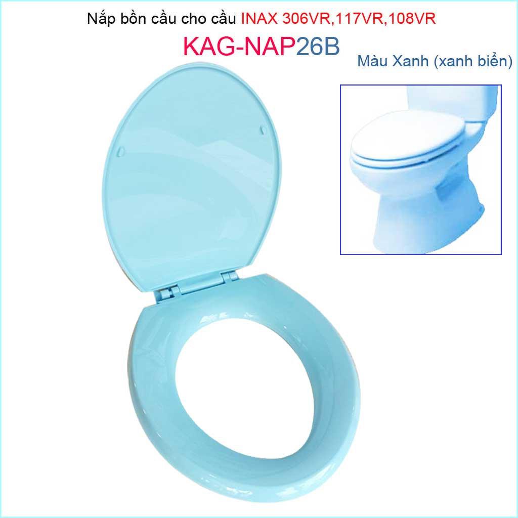 Nắp đậy bồn cầu KAG-NAP26B Inax cho C117-C306-C108, nắp bồn cầu 2 khối nhựa dày xanh biển bóng đẹp