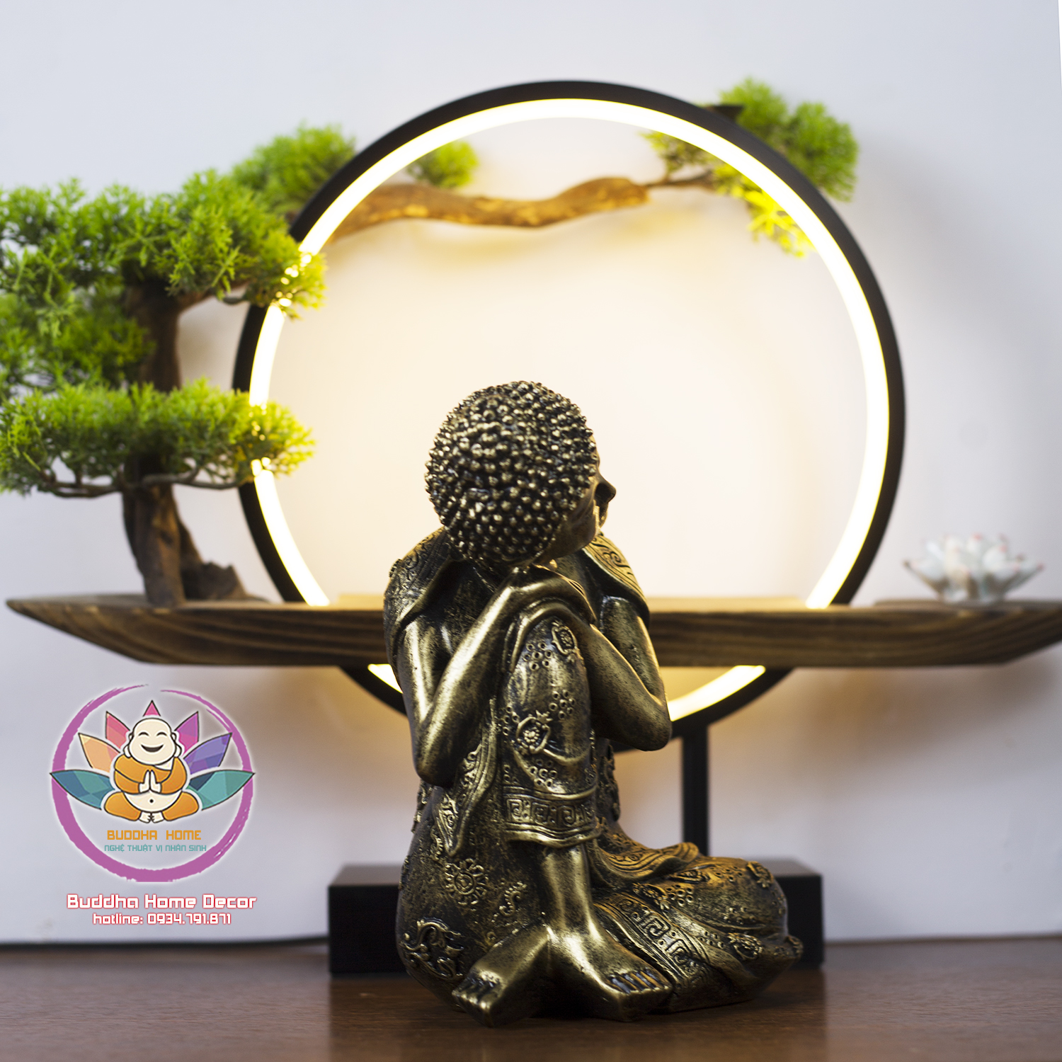 Tượng Phật An Nhiên Màu Đồng Cao 24cm phong thủy thờ cúng, trang trí hồ cá, thuỷ sinh, tiểu cảnh, bán cạn, terrarium