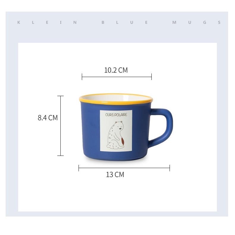 Cốc sứ uống trà, cốc cafe 400ml men xanh phong cách vintage Pháp