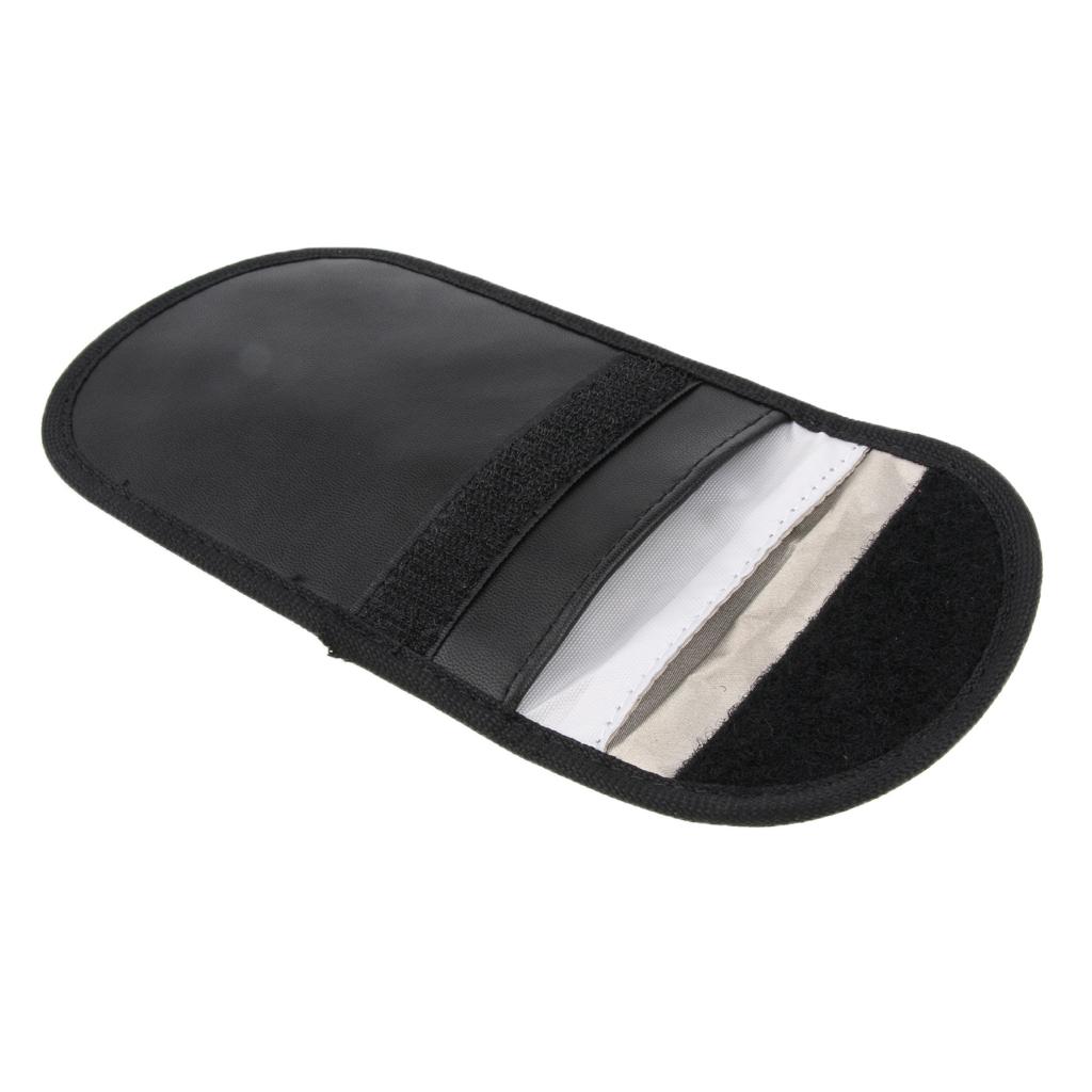 Signal Shielding Blocker Leather Bag Key Fob RFID Blocking Pouch Security Wallet