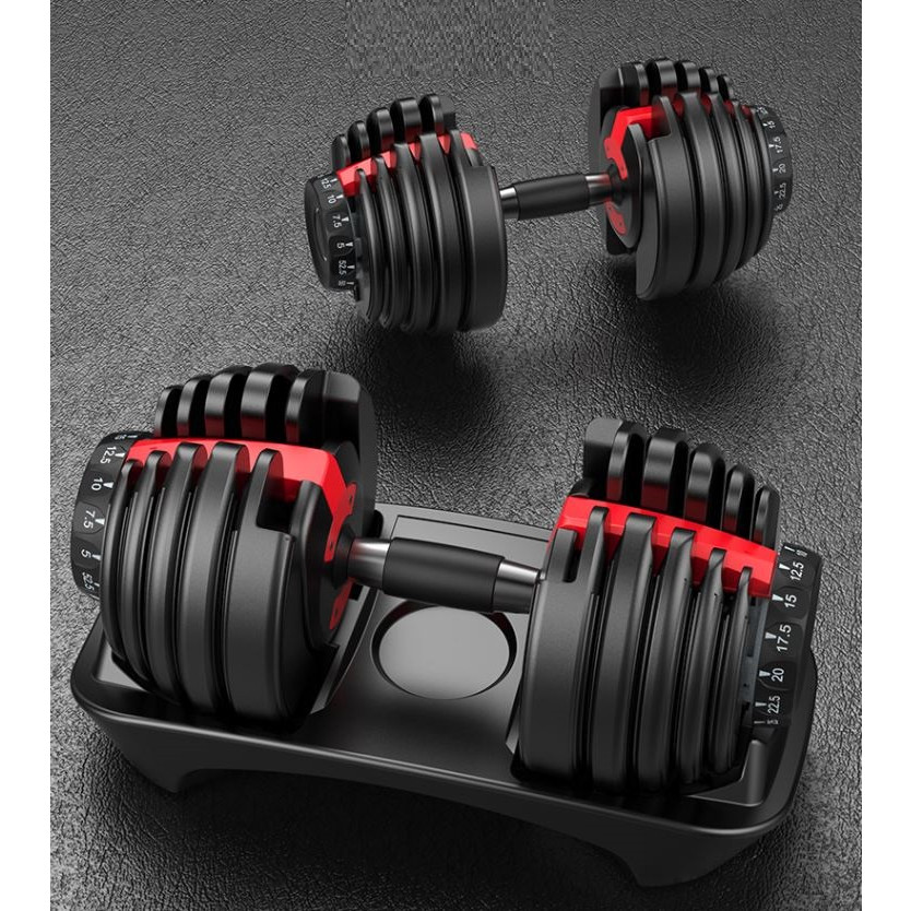 Bộ 2 Tạ Tay Điều Chỉnh Khóa Số Tự Động 24kg Cao Cấp  Ảnh thật kèm khay đựng tạ 48kg/ 2 tạ