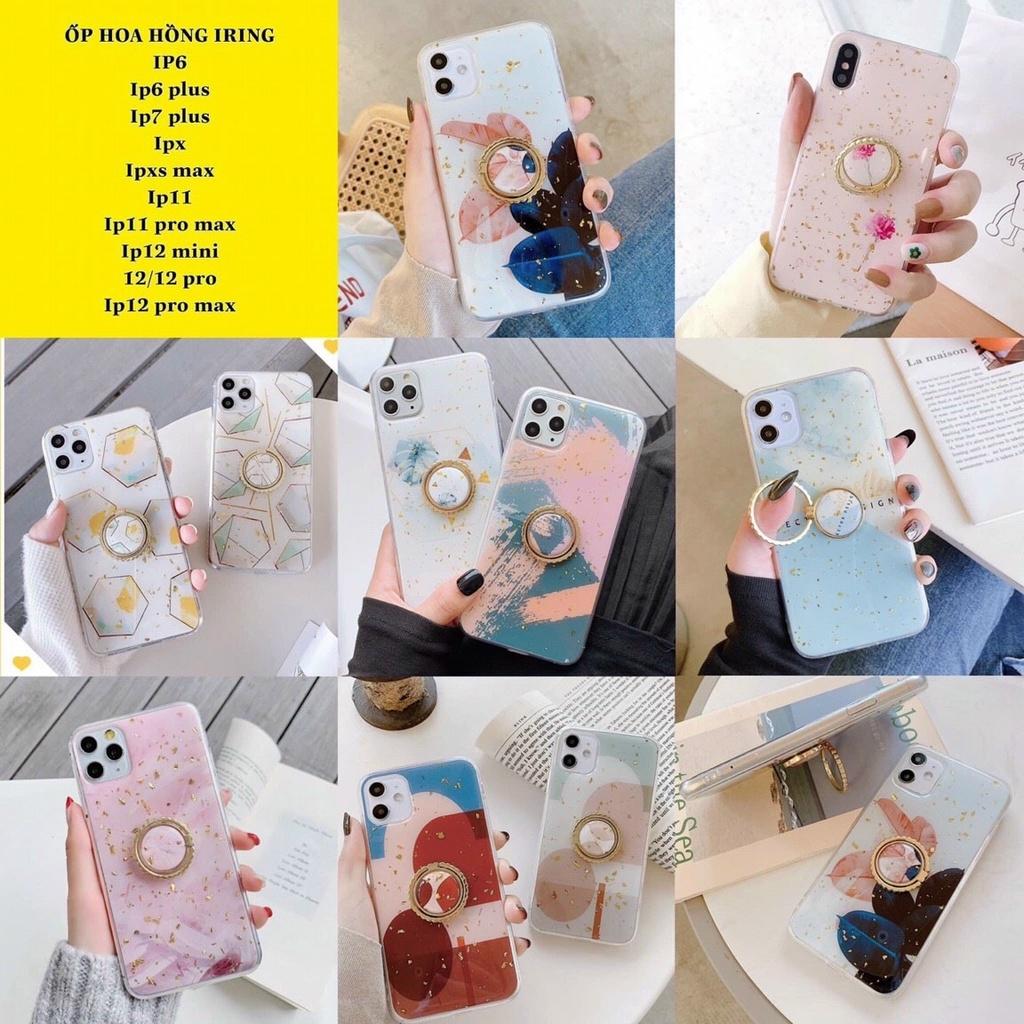 Ốp Hoa Hồng Kim Tuyến Kèm Ring Dành Cho ip 6p/7plus/8plus/x/xs/xs max