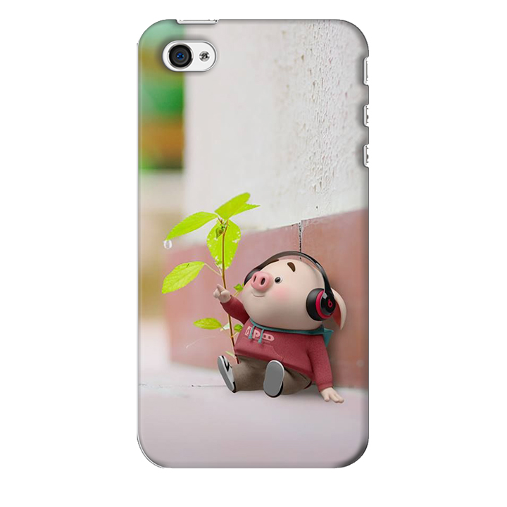 Ốp lưng nhựa cứng nhám dành cho iPhone 4S in hình Heo Thơ Mộng