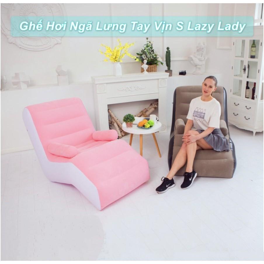 Ghế Bơm Hơi Ngã Lưng Lazy Sofa Có Gác Tay(Nâu) 