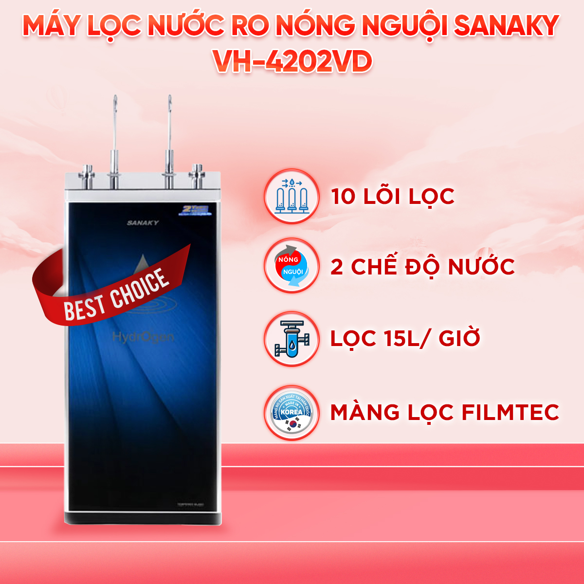 MÁY LỌC NƯỚC RO NÓNG NGUỘI SANAKY VH-4202VD - Hàng chính hãng