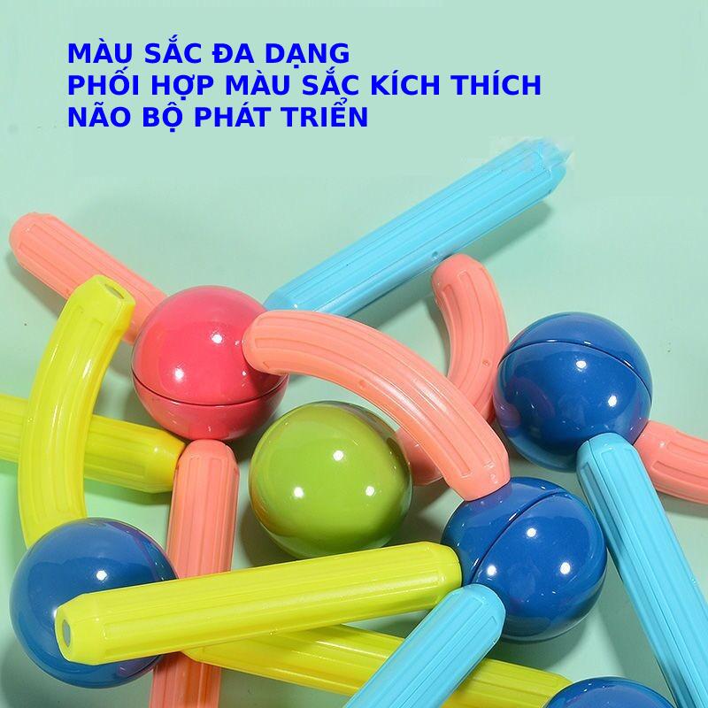 Đồ chơi que từ tính nam châm tròn lắp ráp xếp hình khối xây dựng