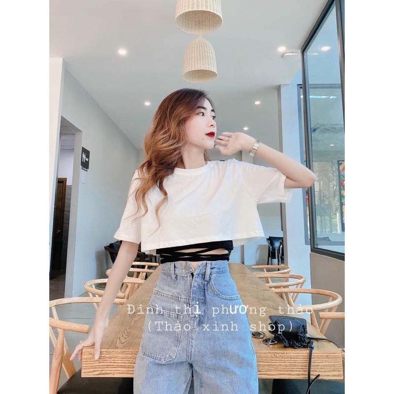 set áo croptop đan dây thời trang