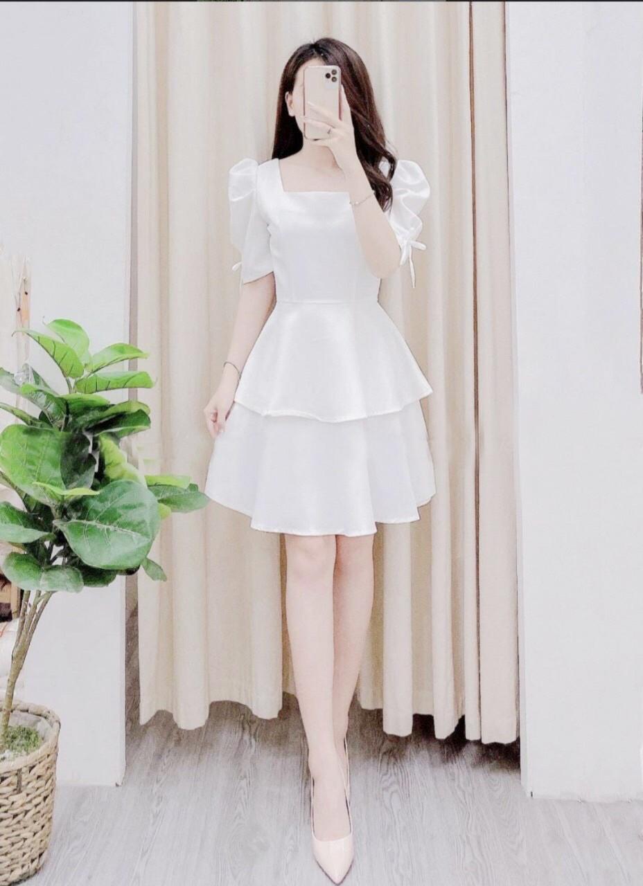 ĐẦM XÒE 2 TÀNG CỔ VUÔNG TAY PHỒNG NHẸ SIZE 45KG ĐẾN 70KG