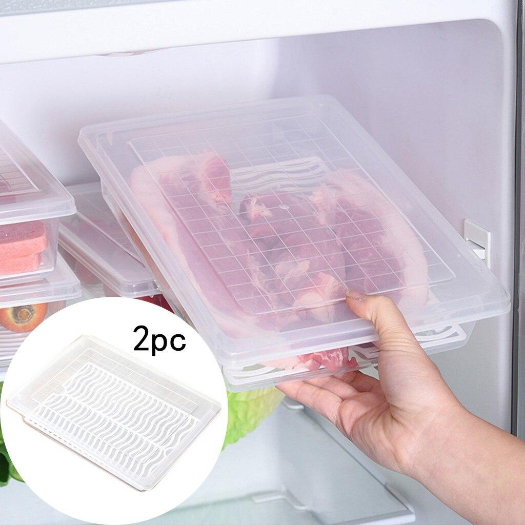 контейнер 2pc Kitchen Water Preservation Refrigerator Refrigerated Storage Bag Case Transparent stackable storage box
