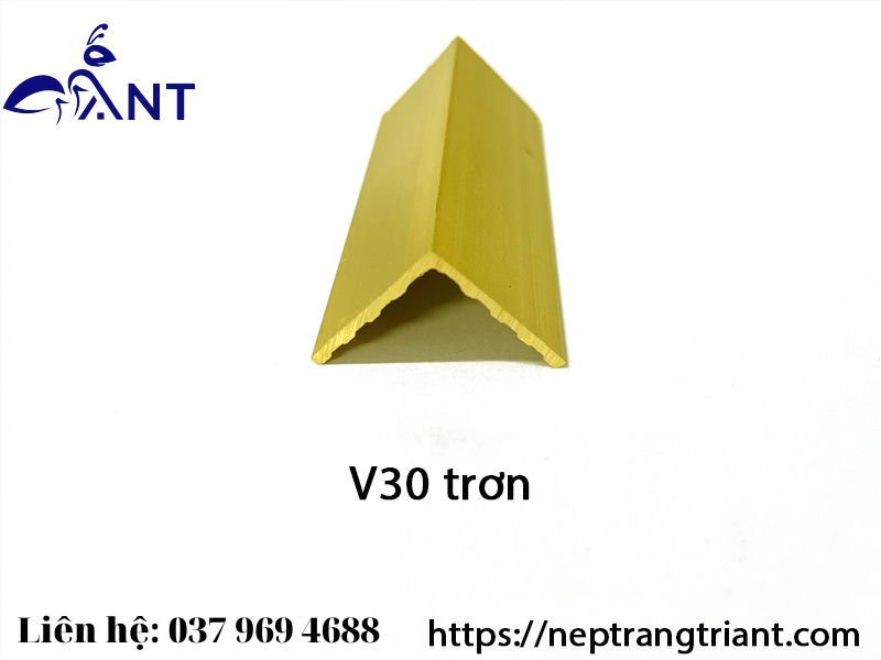 Nẹp đồng v30 trơn, nẹp v đồng, nẹp ốp cầu thang, thanh dài 4m, hỗ trợ cắt theo kích thước, nẹp trang trí