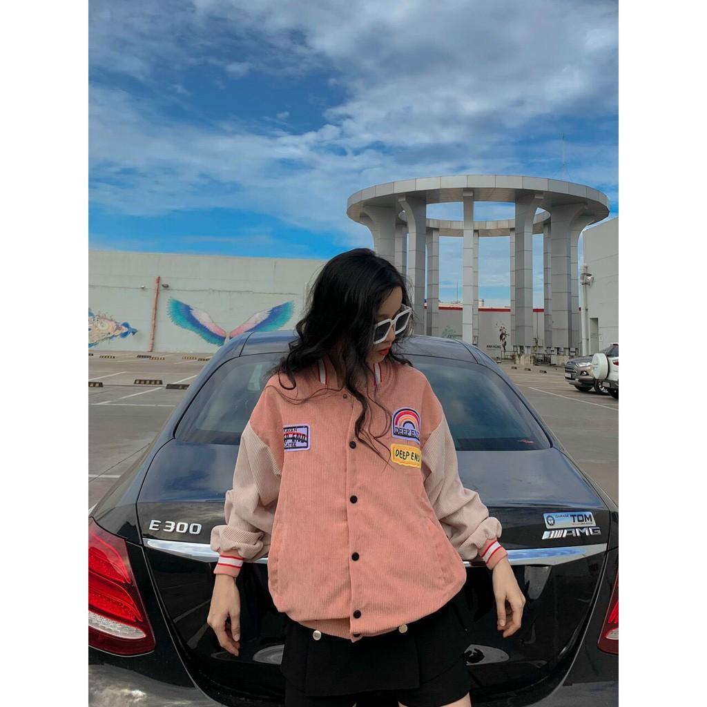 Áo khoác bomber jackets chất nhung - Form Rộng Phong Cách Ulzzang (Có Ảnh Thật)