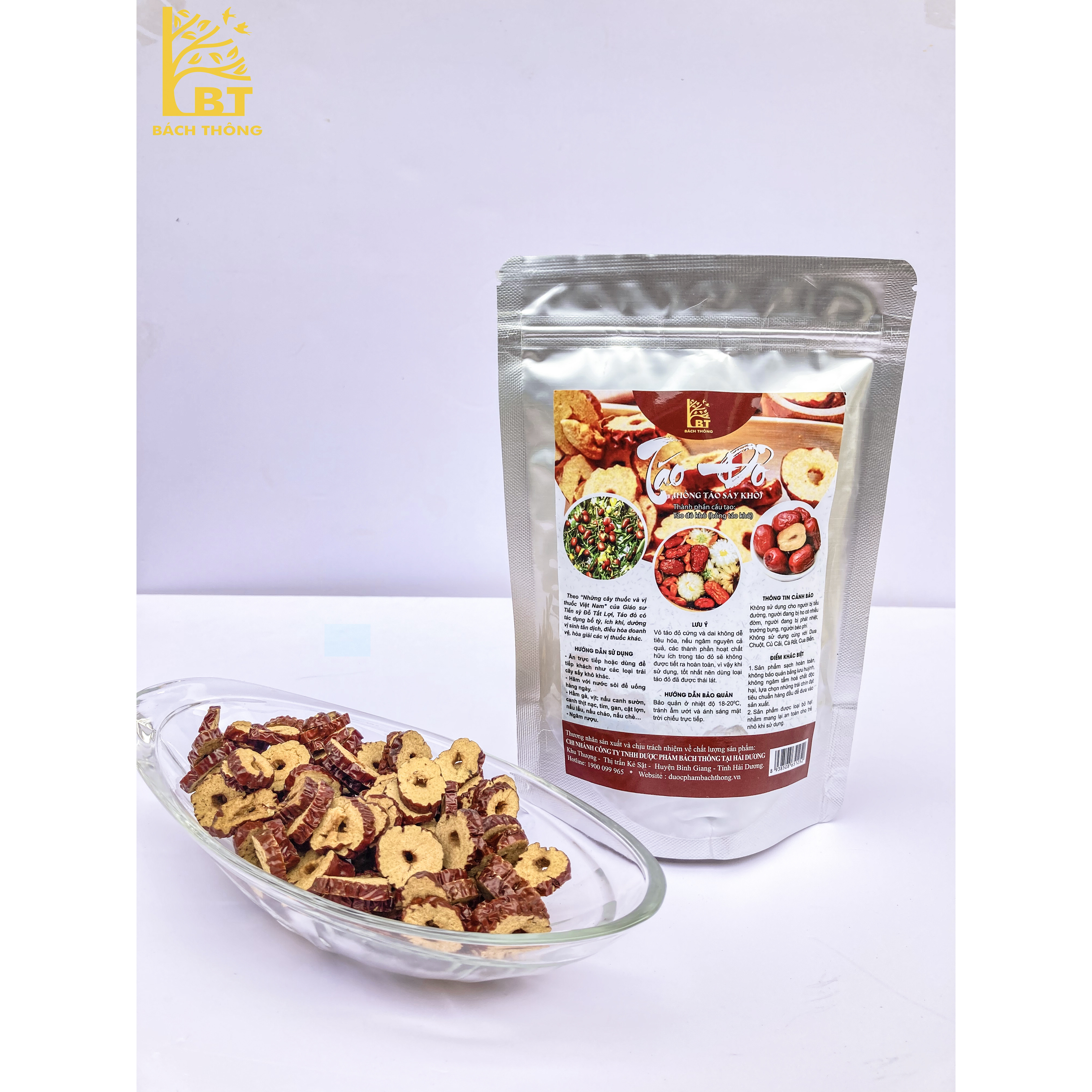 Snack Táo Đỏ  Bách Thông, Sấy Khô, Bỏ Hạt Dạng Túi 450gr
