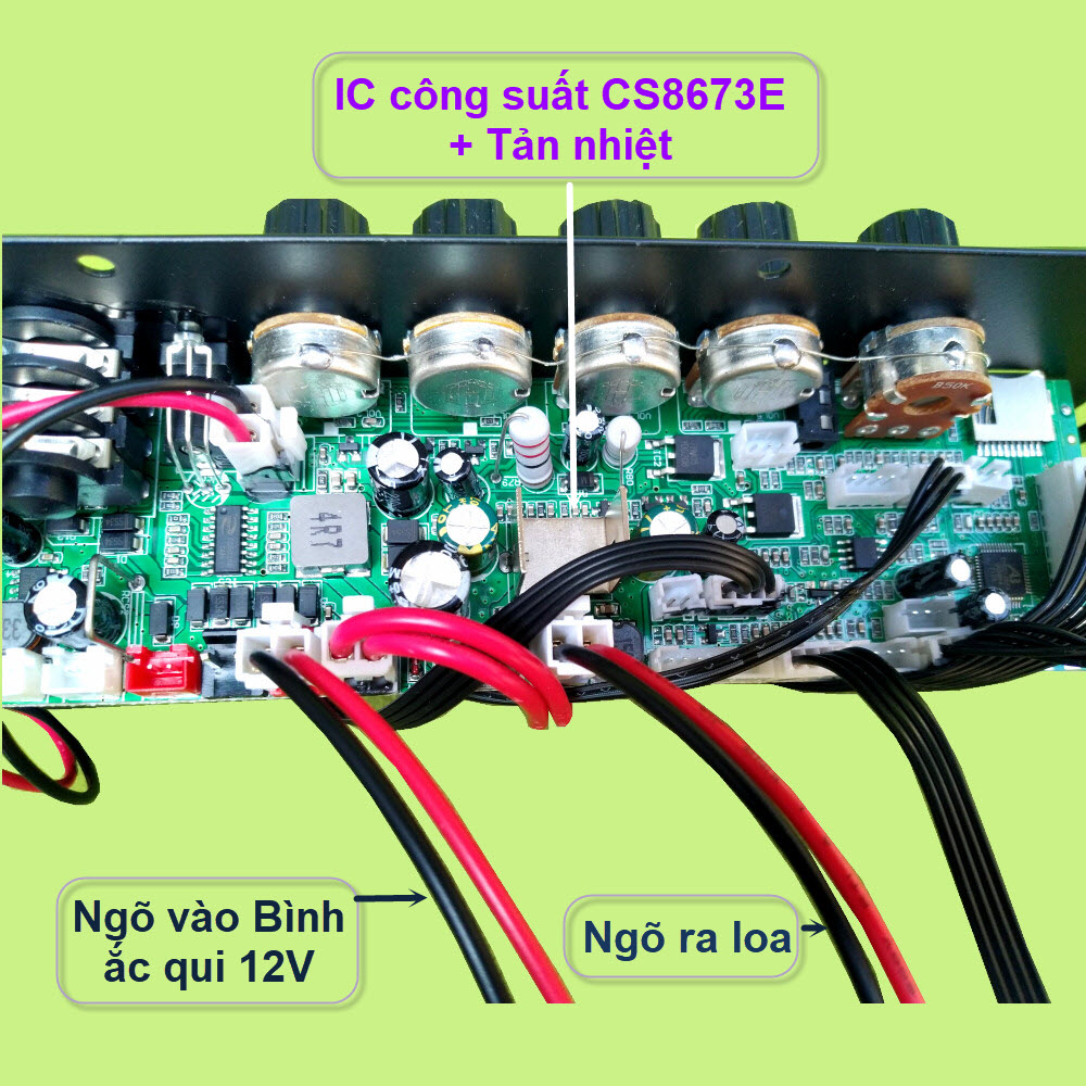 Mạch loa kéo CS8673E 130W DSP lập trình chống hú có chỉnh Bass Treble Micro