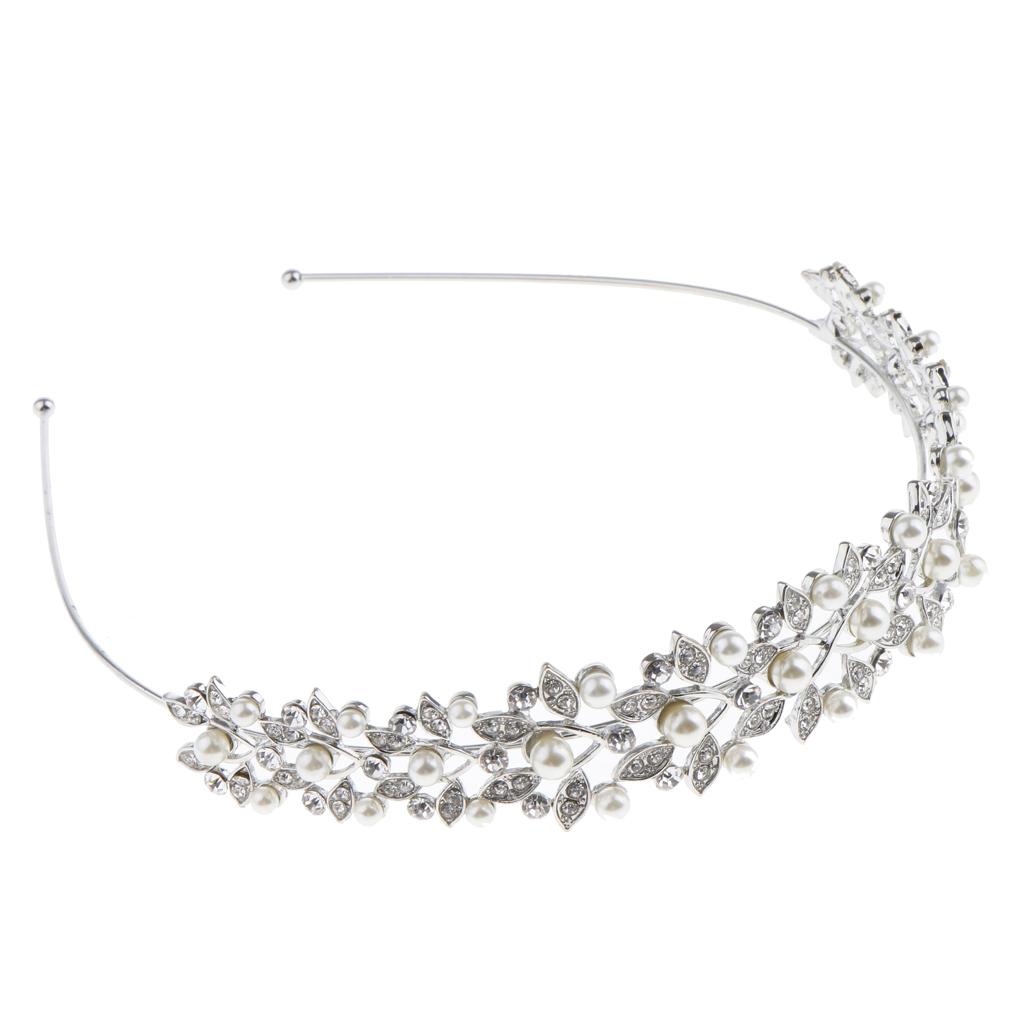 Wedding Women's Crystal Bridal Flower Leaves Crown Headband Tiara Headpiece