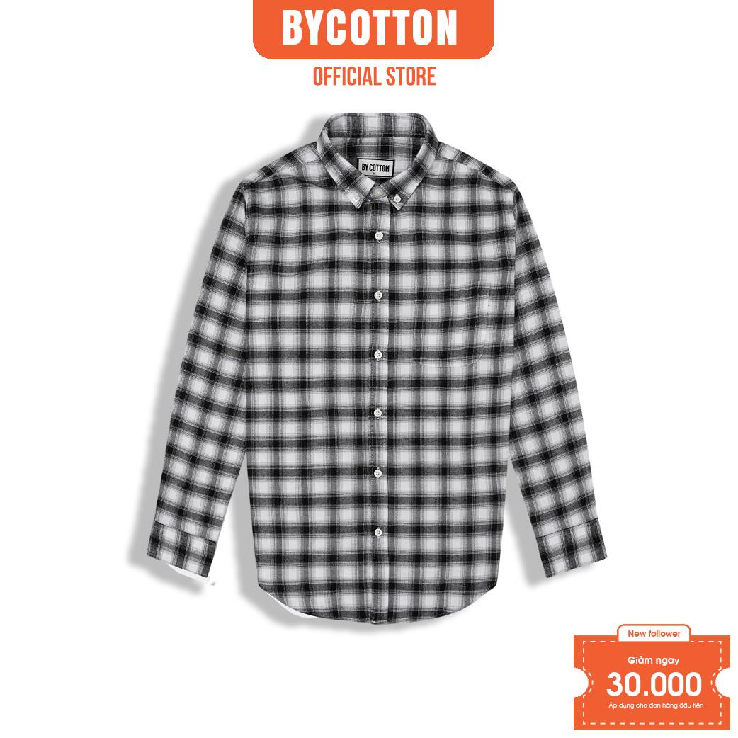 Áo Sơ Mi Nam Dài Tay Phối Sọc BY COTTON B&amp;W Small Checked Flannel Shirt