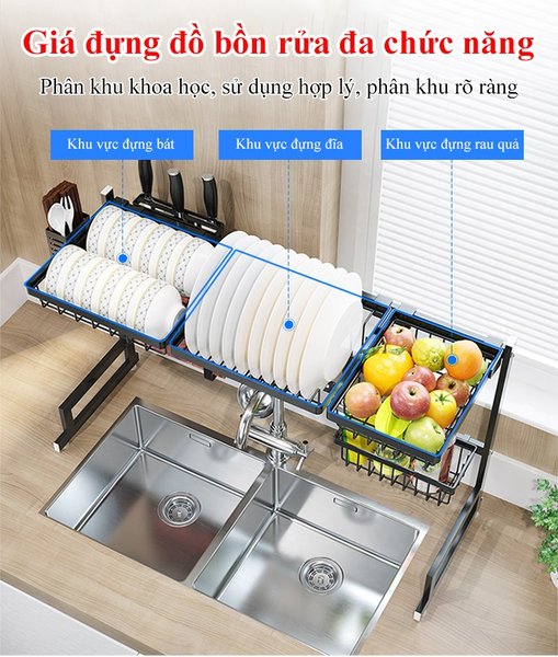 Kệ úp bát KN 11, kệ úp chén đa năng, kệ để trên bồn rửa, phiên bản dài 100cm