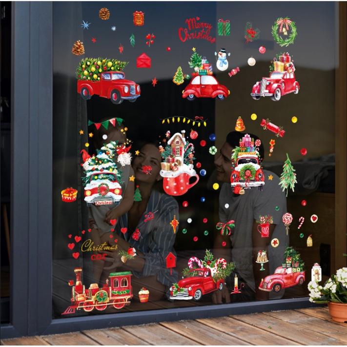 Decal Trang Trí Noel Hai Mặt Hít Tĩnh Điện - XE TẢI QUÀ GIÁNG SINH
