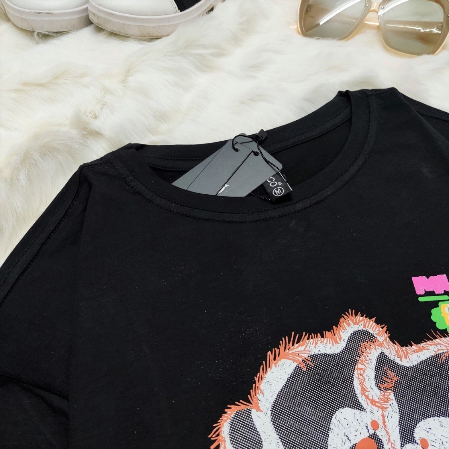 G01XXL Áo Thun Đen Croptop Tay Ngắn Size Siêu Đại Cho Bé Gái Tuổi Teen , Thun cotton mịn mát