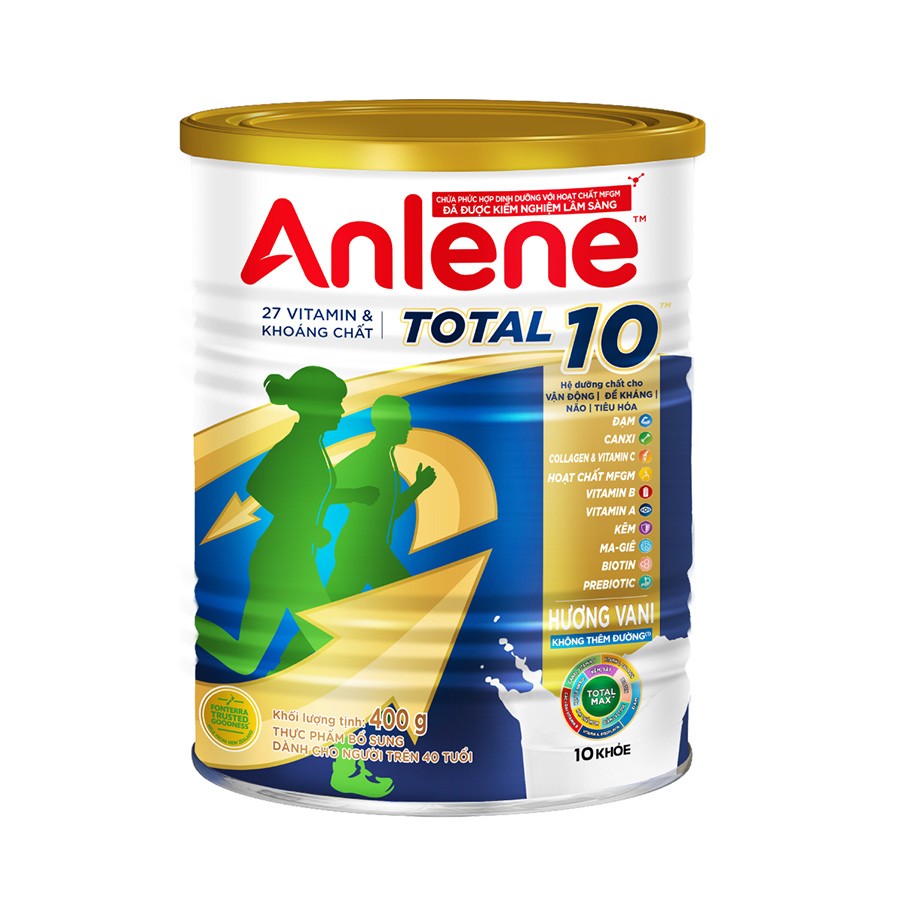 Sữa bột bổ sung dinh dưỡng Anlene Total 10 lon 400g