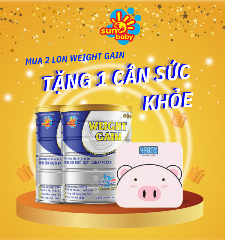Combo 2 lon sữa Weight Gain dinh dưỡng dành cho người gầy 900g Sunbaby