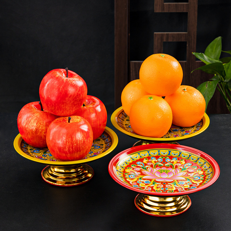 Mâm ngũ quả, đĩa thờ cúng, mâm bồng ,đĩa đựng trái cây hoa sen hợp kim cao cấp -  Hoa văn sắc nét