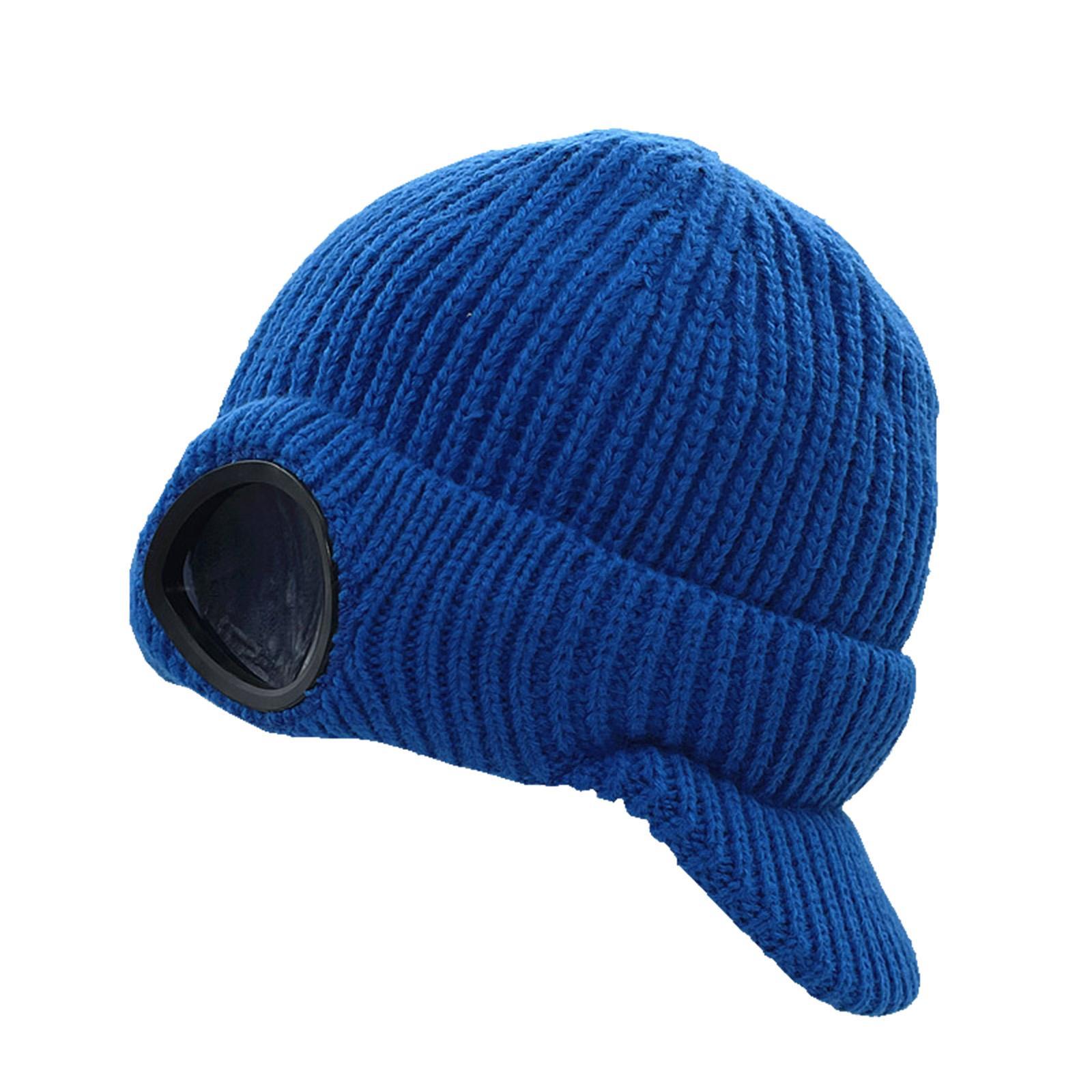 Men's Knit Newsboy Hat Goggles Beanie Warm Cap Windproof Unisex Adults